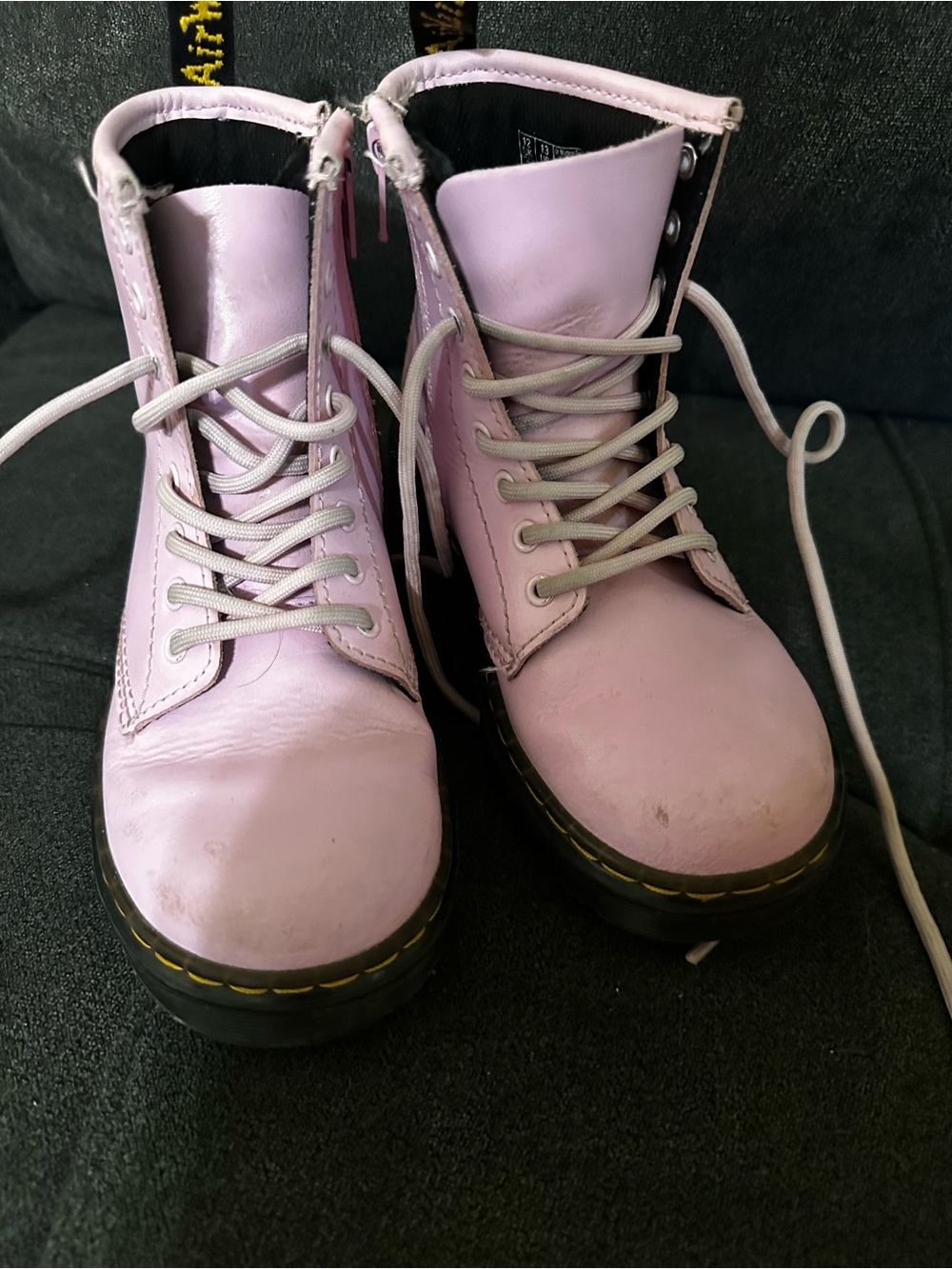 Dr. Martens Pink Leather Lace-Up Boots